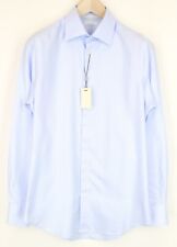 SUITSUPPLY Men Shirt 38/ 15 Traveller Formal Melange Blue Slim Fit Pure Cotton