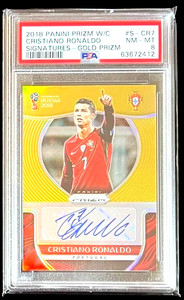 2018 Panini Prizm World Cup CRISTIANO RONALDO Signatures GOLD auto PSA 8 #/10
