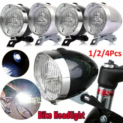 古典镀铬老式自行车 LED 灯前灯复古车头灯 — 第 1/4 张图片