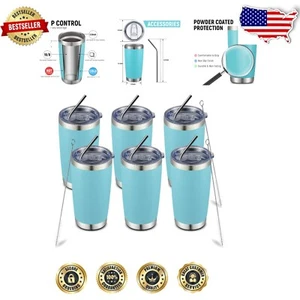 Effortless Enjoyment with 20oz Insulated Travel Mugs - Set of 6 with Accessories - Picture 1 of 9