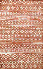 Handcrafted Luxury Hand-Knotted Moroccan Rugs Rust/ Ivory Centerpiece 5x8 ft