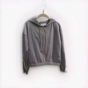 🔵Michael Kors Cinch Bottom Hoodie Heather Blue Size Medium MK Hardware - Picture 1 of 4