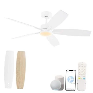 52'' Smart Ceiling Fan with Remote,DC Quiet &Reversible Motor with 6 White - Picture 1 of 7