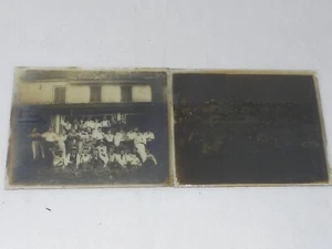 2 ANTIQUE B&W ORIGINAL PEOPLE GROUP US CUBAN FLAGS GLASS PLATE PHOTO NEGATIVES - Picture 1 of 3