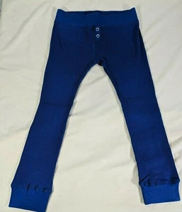 POOF Girl's Blue High Rise Faux-Snap Back-Pocket Thermal Textured Leggings sz S - Picture 1 of 11