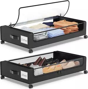 Under Bed Storage with Wheels, XXL 60L under Bed Storage Containers, under the B - Picture 1 of 12