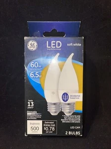 GE 60W Replacement 6.5W LED CAM SOFT WHITE DIMMABLE 500 LUMENS 2 BULBS LED CAM - Picture 1 of 1