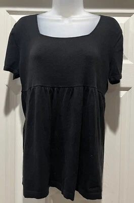 ESPIRIT Black v neck SS top Women XL - Image 1 of 4
