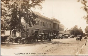 RPPC Concord California Busy Street Scene at Concord Inn Hotel 1913 Contra Costa - Picture 1 of 2