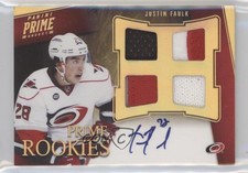 2011-12 Panini Prime Auto Gold /25 Justin Faulk #106 Rookie Patch RC