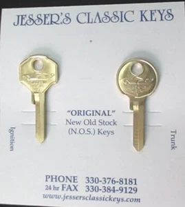 Vintage Lincoln Mercury NOS Brass Key Set 1949 1950 1951 Futuristic Car H10 H9 - Picture 1 of 5