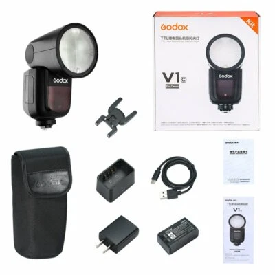 US Godox V1-C 2.4G TTL HSS Round Head Camera Flash Light Speedlite For Canon+Bag - Image 1 of 4
