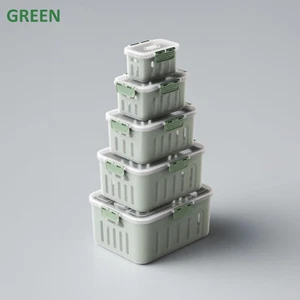 5 PCS Mega Size Food Storage Container Set BPA Free Stackable Kitchen GREEN - Picture 1 of 10