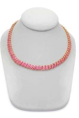 Ross Simons Gold Plated Sterling Silver 925 Lab-Created Ruby Necklace 17" - Image 1 of 4