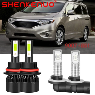 For Nissan Quest 2000-2002 8000K Combo 4PC LED Headlight Hi-Lo + Fog Light Bulbs - Image 1 of 4