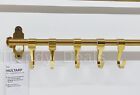 Ikea HULTARP Kitchen Bath Rail Rod Steel, Polished Brass 31 1/2" + 5 Hooks SET