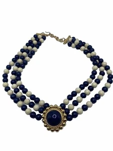 Necklace Monet Lucite Swirl Bead 3 Strands Gold Tone Jewelry Vintage VTG - Picture 1 of 5