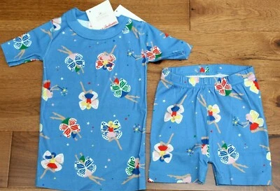 NEW Hanna Andersson FAIRY PAJAMAS Girls 4 4T 100 Blue Organic Short Johns PJs - Image 1 of 2