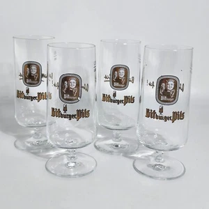 Bitburger Pils Beer Glasses Set Of 4 0.25L Rastal Gold Logo Stemware Germany VTG - Picture 1 of 12