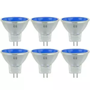 6 Pack Sunlite 20 Watt, 10° Narrow Spot, MR11 w/Cover Guard, GU4 Base, Blue - Picture 1 of 4