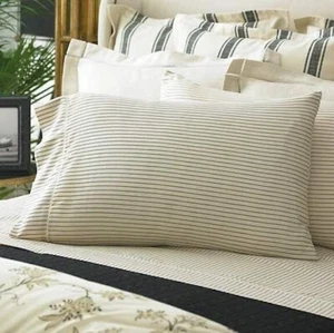 Ralph Lauren Plage D'Or 100% Baumwolle Standard Kissenbezüge Creme Schwarz Streifen - Bild 1 von 6