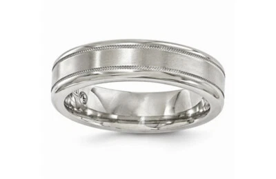 Edward Mirell Men's Grey Titanium 6mm Milgrain Ring Size 9.5 .. A45 - Image 1 of 2