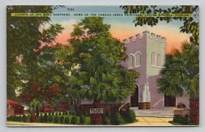 Postkarte Florida Tarpon Springs Kirche des Guten Hirten Innes Malerei Leinen - Bild 1 von 2