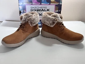 NEW SKECHERS GO WALK ON THE GO JOY AIR COOL GOGA MAT BOOTS CHESTNUT FUR SIZE 6 - Picture 1 of 5