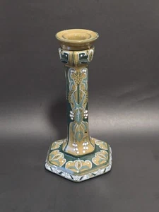 1911 Buffalo Pottery EMERALD Deldare Ware Art Nouveau Canddle Holder - Picture 1 of 17