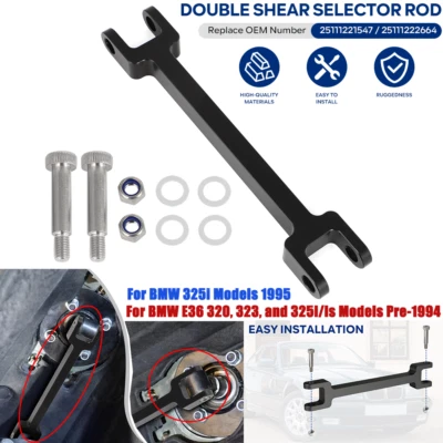 Double Shear Selector Rod For BMW E36 320, 323, & 325i/is Models Pre-1994 Black - Image 1 of 4