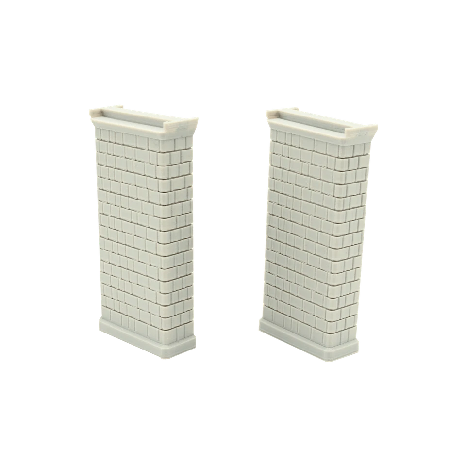 Brückenpfeiler mit Mauerwerk und Widerlager, grau unbemalt, 84mm hoch, kürzbar - Bild 1 von 4