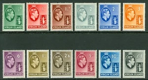 SG 110a-121 Islas Vírgenes Británicas 1938. 1⁄2d-£1 juego de 12. Fino desmontado como nuevo... - Imagen 1 de 1