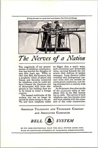 PRINT AD 1926 AT&T Bell System Great Trunk Nerves of a Nation NYC to Chicago - Picture 1 of 3