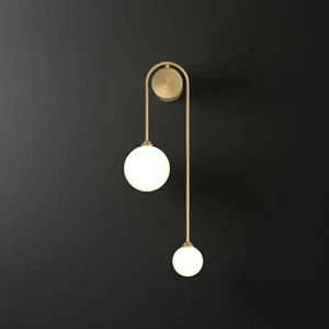 Contemporary Globe Glass Shade Wall Sconce Light 2 Heads Wall Mount Lamp Fixture - Picture 1 of 12
