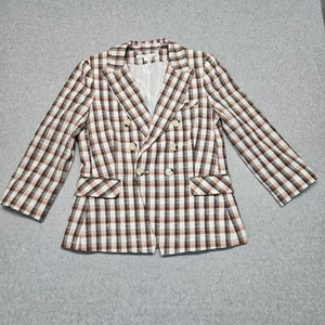 VERONICA BEARD Gingham Check Brown Blazer Jacket Sz 12 - Picture 1 of 13