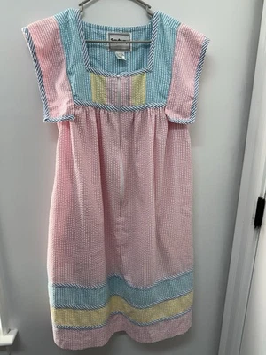 Vintage Styled by Saybury Striped Nightgown MuMu Front Zip w/Pockets Medium - Image 1 of 4