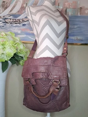 Bandolera plegable vintage de cuero italiano Lucky Brand Foto 1 de 4