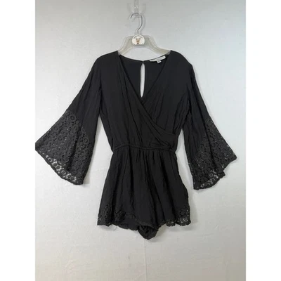 Romper Abercrombie Fitch preto renda manga sino gola V XS - Imagem 1 de 4