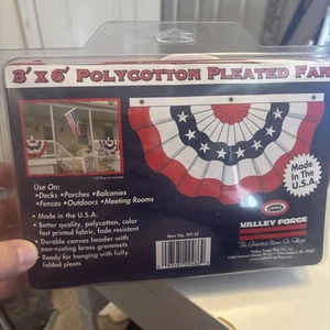 NEW VALLEY FORGE 3X6 AMERICAN FLAG USA PLEATED FAN HALF CIRCLE BANNER BUNTING - Picture 1 of 7