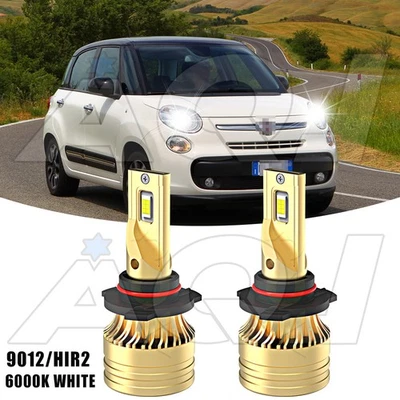 9012 6000K LED Headlight White Bulbs Kit High Low Beam Fits Fiat 500L 2014-2020 Foto 1 de 4