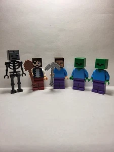 Lego Minecraft STEVE ZOMBIES SKELETON Minifigure Lot  100% REAL LEGO BRAND - Picture 1 of 2