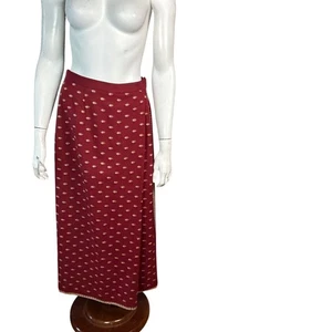 J Peterman Skirt Size 8 Long Maxi Blanket Red Wool Embroidered Royal Western - Picture 1 of 12
