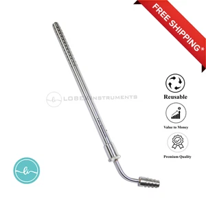 POOLE Suction Tube 10mm Curved Aspiration Cannula S.S Surgical Dental Instrument - Picture 1 of 4