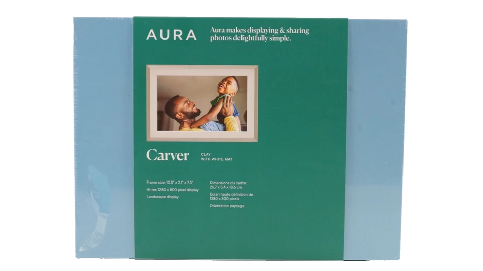 Aura Carver AF900 10.5 Hi-Res Digital Photo Frame Clay White Mat