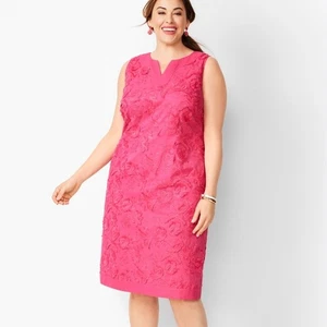 Vestido recto floral recortado bordado Talbots rosa algodón talla 12 P - Imagen 1 de 7