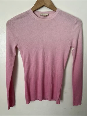 Michael Kors 100% 羊绒毛衣女式 S 粉色浸染罗纹修身 — 第 1/4 张图片