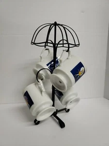 Juego de 4 tazas de café vintage con soporte para paraguas de metal salado Morton's para niñas - Imagen 1 de 8