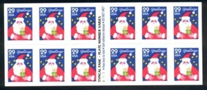1994 Christmas Santa 29c pane of 12 Sc 2873a MINT plate number V1111 - Picture 1 of 1
