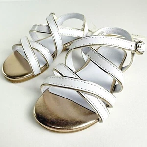 Janie and Jack Girl White Metallic Trip Strap Sandals - Picture 1 of 9