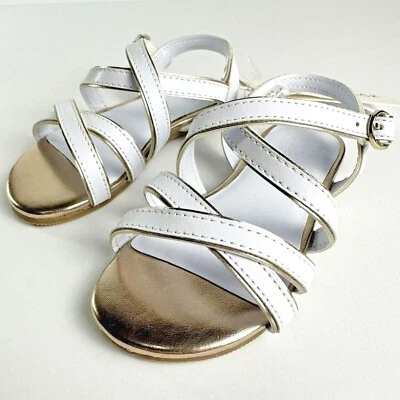 Sandalias Janie and Jack Girl blancas metálicas con correa de viaje Foto 1 de 4